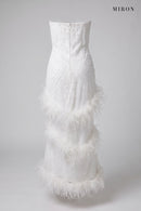 White Feather Strapless Gown – back view