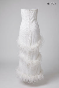 White Feather Strapless Gown – back view