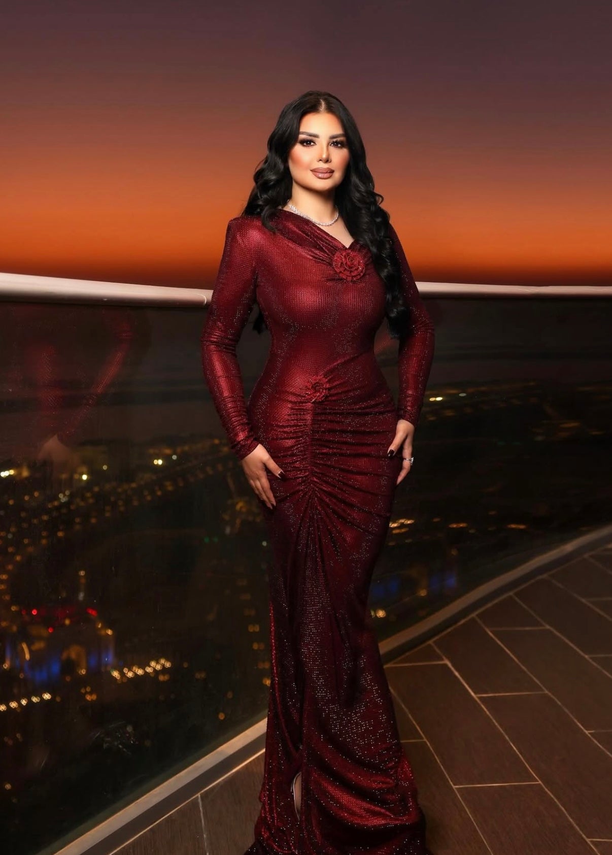 Burgundy Dress W/Crystals