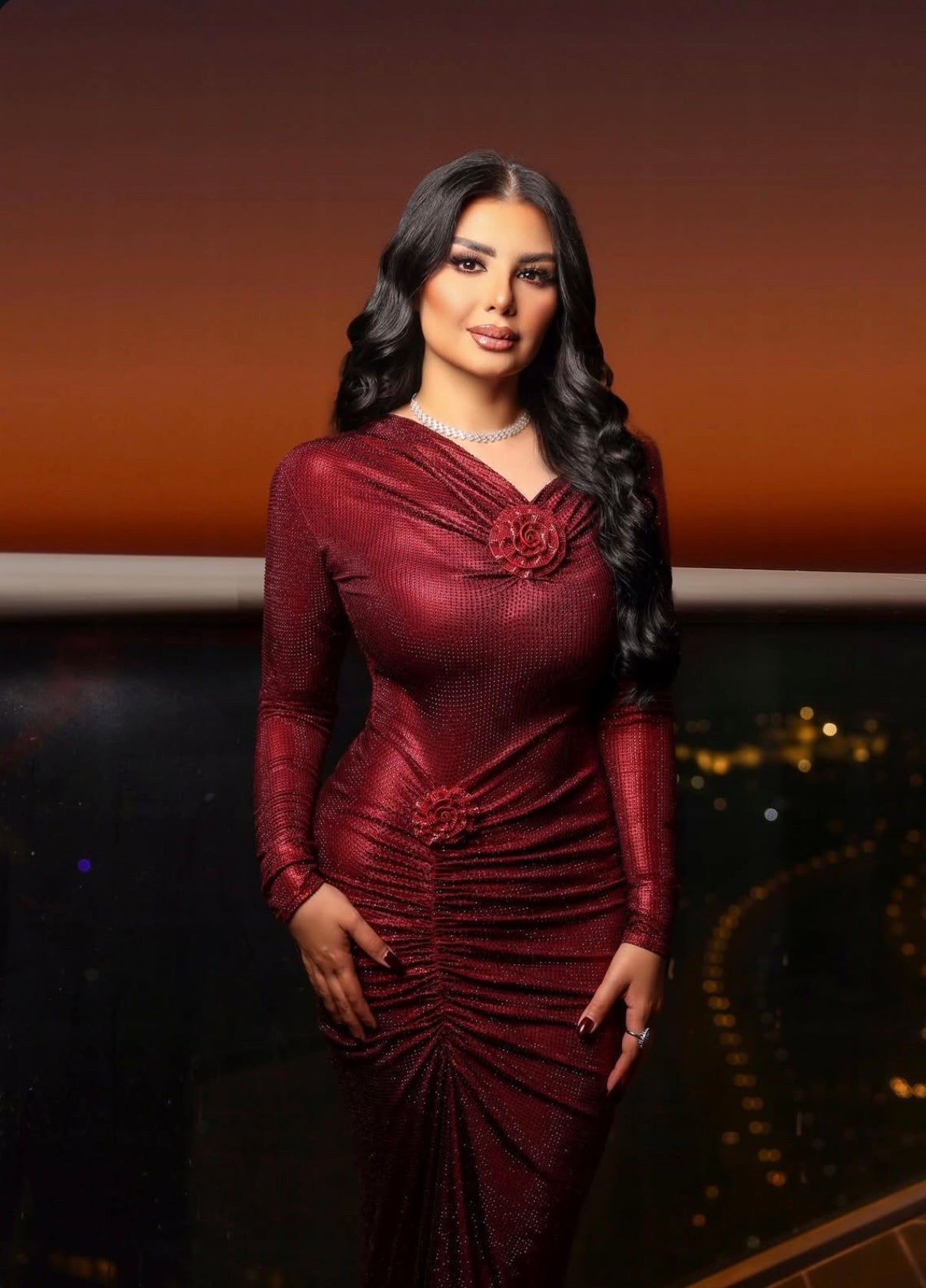 Burgundy Dress W/Crystals