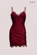 Burgundy Crystal Lace Slip Mini – ghost, front
