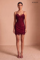 Burgundy Crystal Lace Slip Mini – studio, front