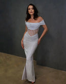Corset Dress W/Embellished Rainbow Crystals.