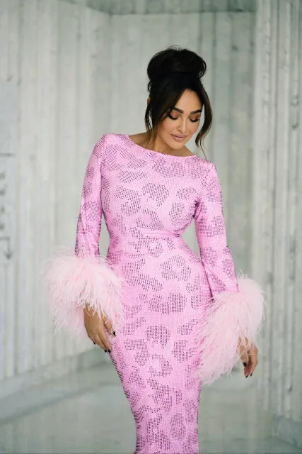 Embellished top dress pink