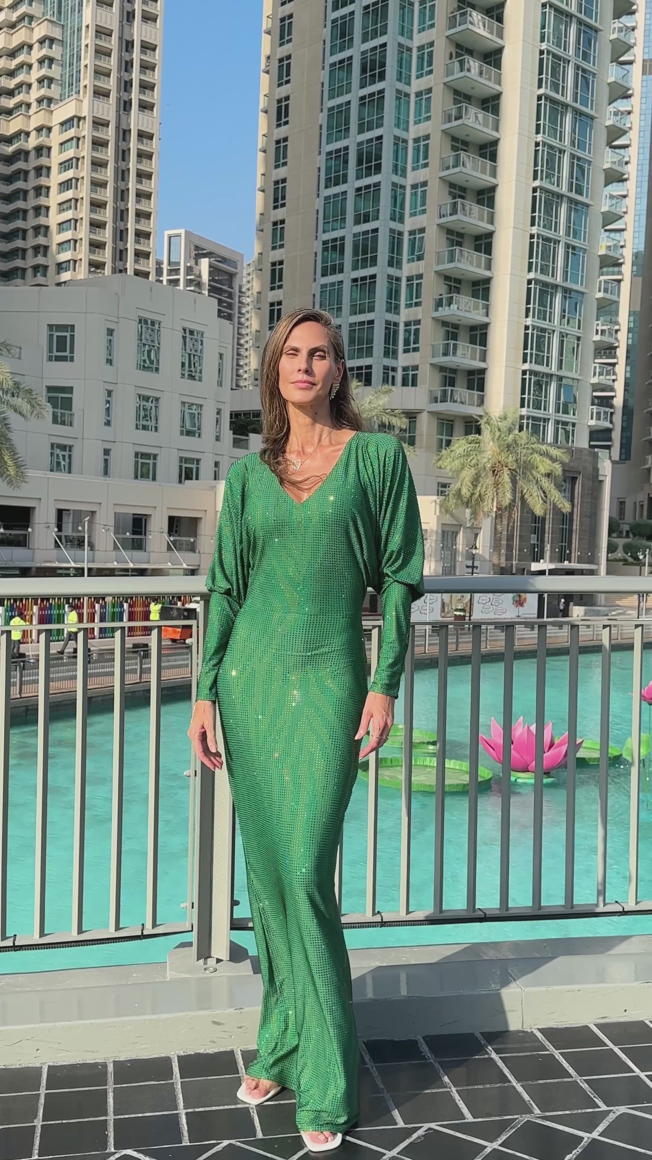 Green Long Dress .